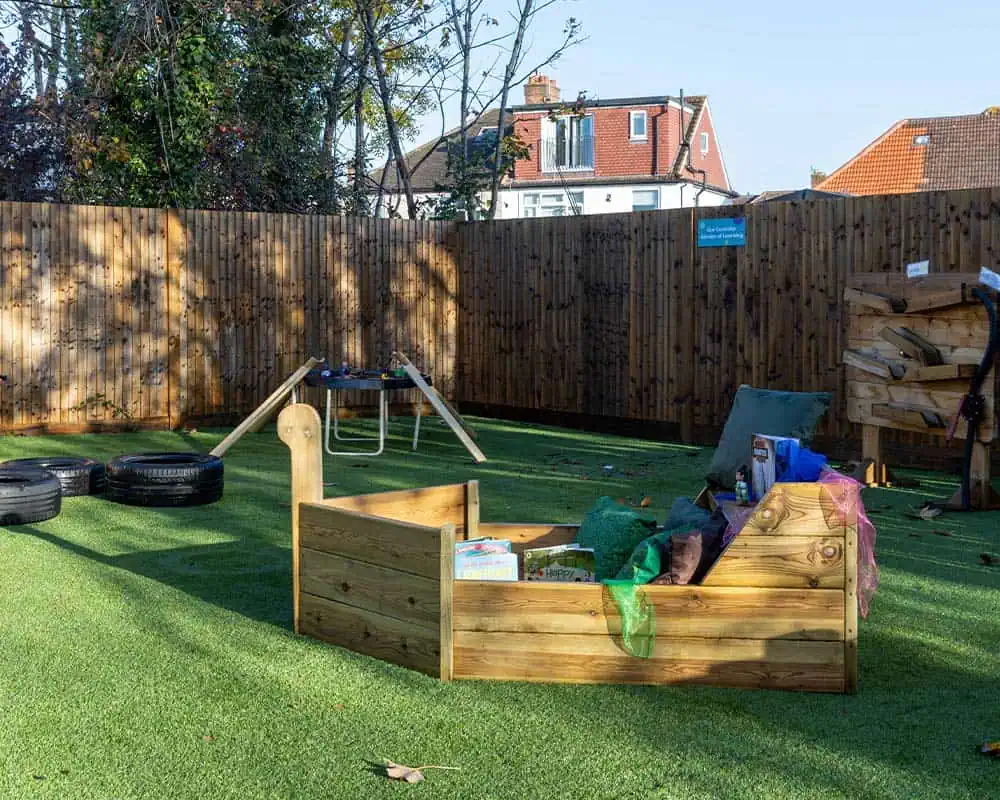 outdoor play spaces at Monkey Puzzle Cheam Nursery and Preschool